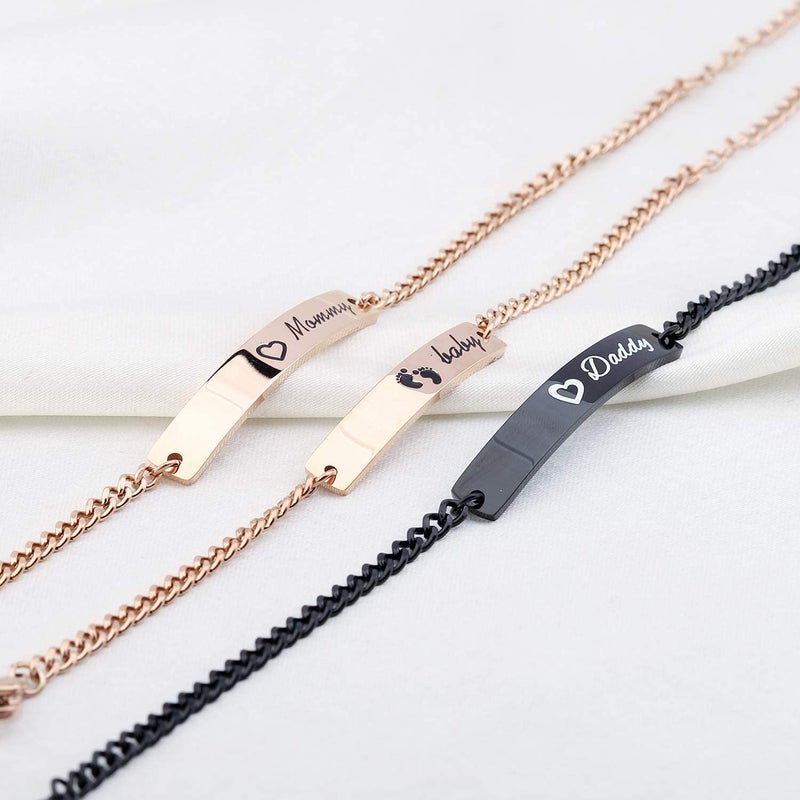 WUSUANED Sn&Daughe&Mommy Bracelet Baptism Bracelet Mom Family Bar Bracelet Set Gift for New Mom&Newborn - Image 4